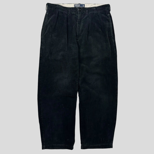 Ralph Lauren 90’s Polo Jumbo Corduroy Baggy Andrew Trousers - 34 | Default Title, Black