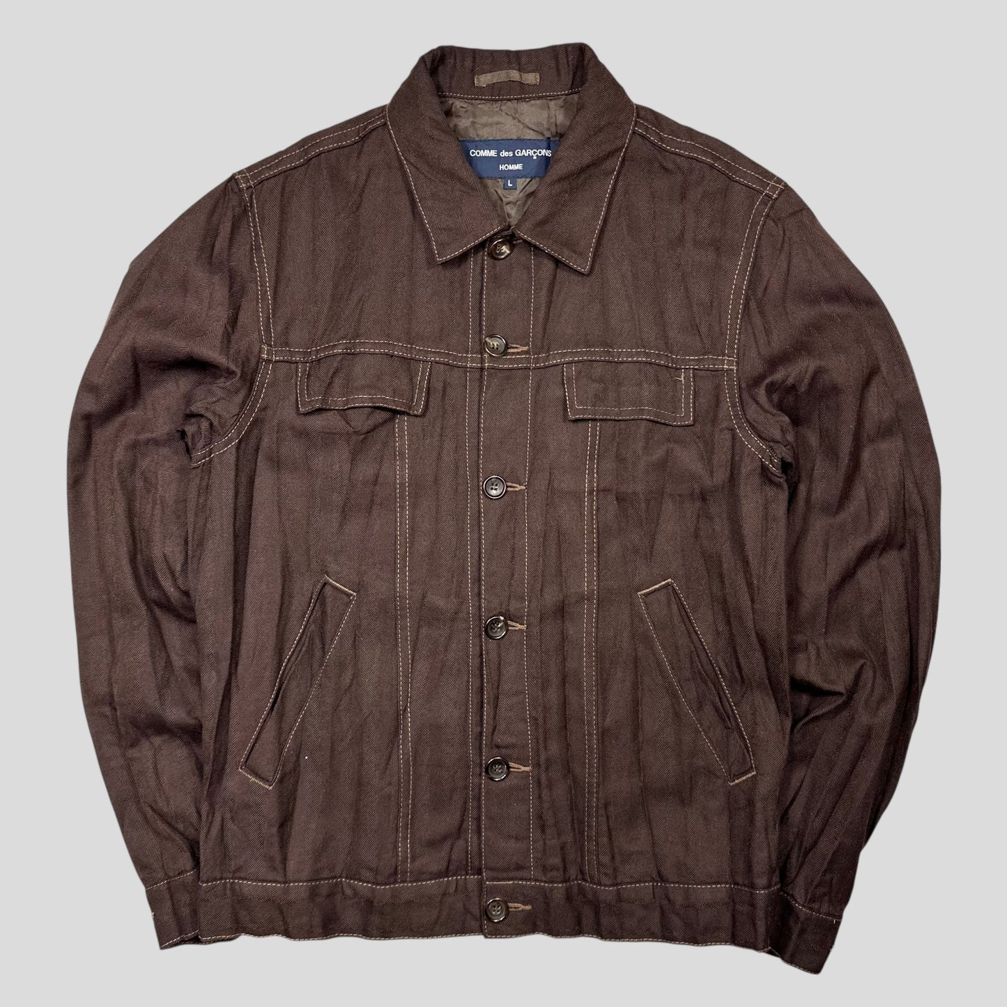 CDG Homme 2004 Crinkle Striped Work Jacket - L (M)