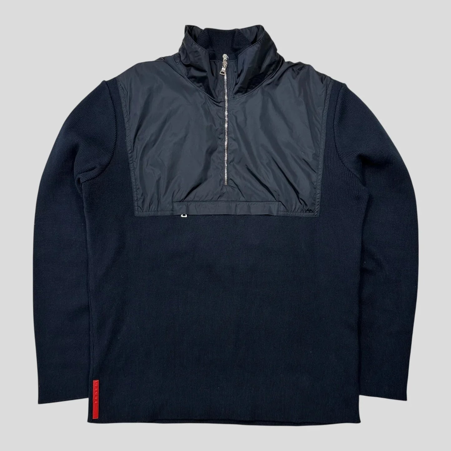 Prada Sport 00’s Nylon Panelled Twin Collar Knit - L