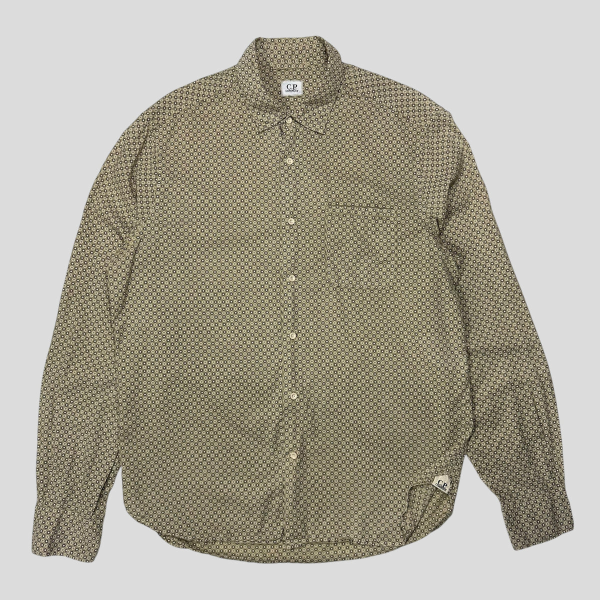 CP Company 2010 Polkadot Geometric Print Logo Shirt - M/L | Medium, Beige