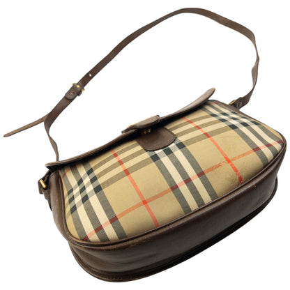Vintage 90s Burberry Nova Check Leather Crossbody Bag | O/S, Beige, Brown, Red