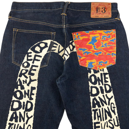 Vintage Evisu Painted Text Daicock Japanese Denim Jeans Size W33