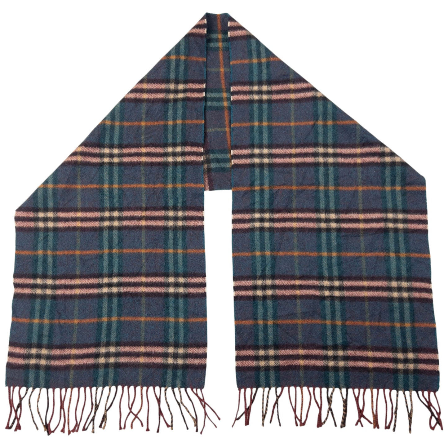 Vintage Burberry Nova Check Cashmere Tassel Scarf