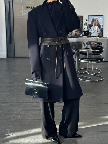 English Vintage 1990s Wool Cashmere Double Breasted Coat - XL