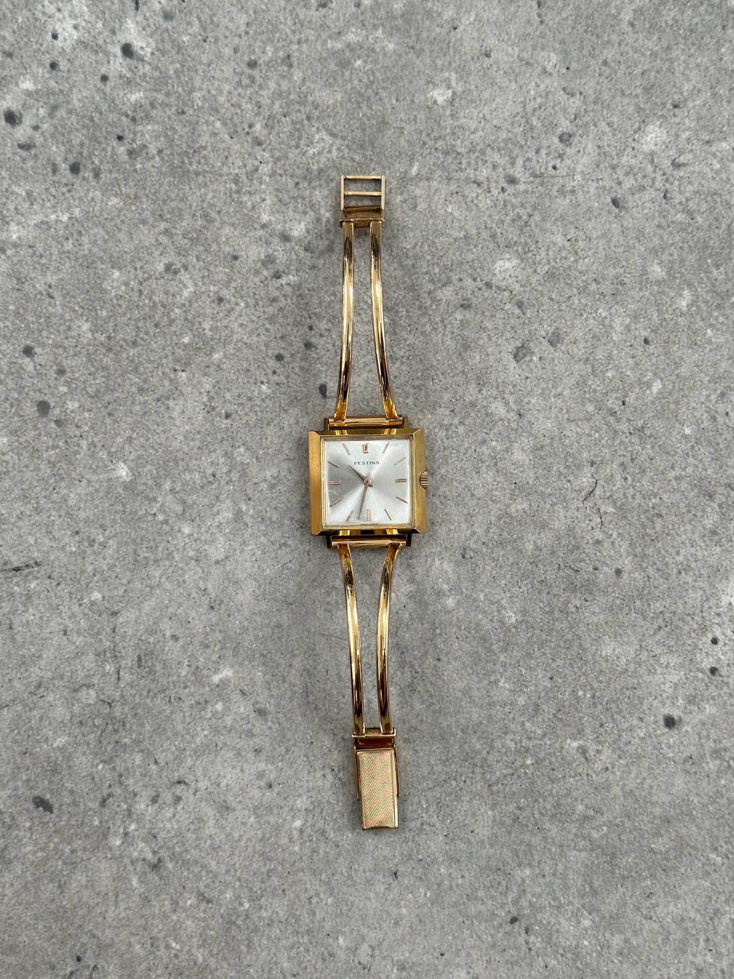 Vintage Festina 1970s Swiss Gold Tone Bracelet Mechanical Watch