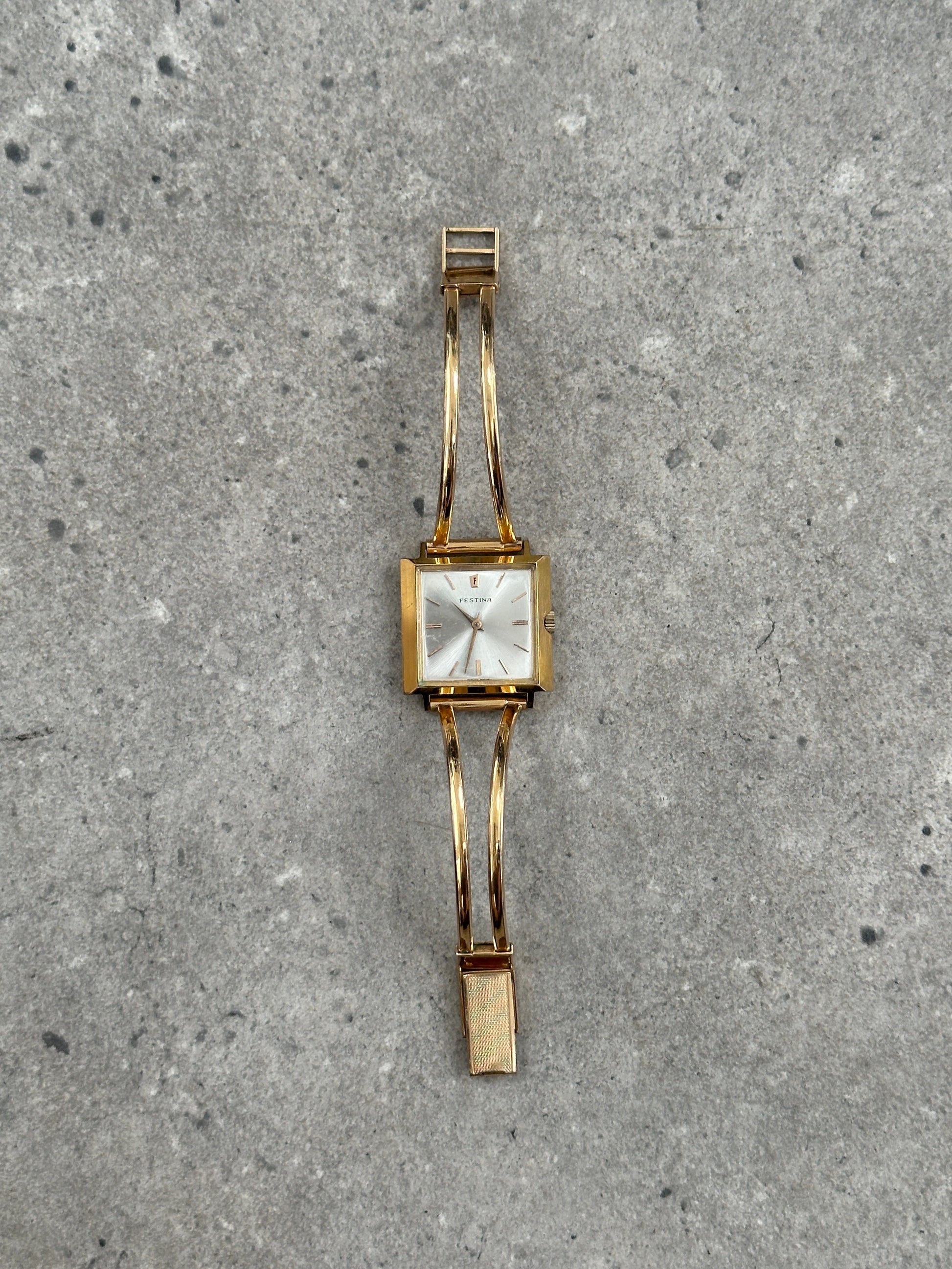 Vintage Festina 1970s Swiss Gold Tone Bracelet Mechanical Watch