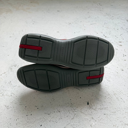2000s prada leather americas cups | O/S, Red and Grey