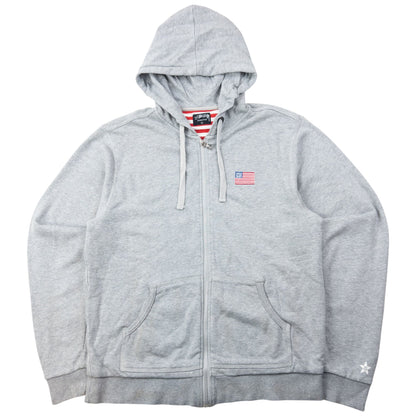 Vintage 2000s Stussy Troops Stripe Lined Zip Up Hoodie Size M | Medium, Grey
