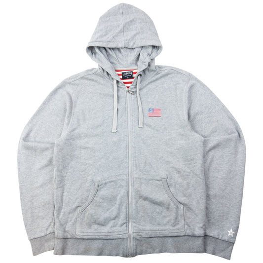 Vintage 2000s Stussy Troops Stripe Lined Zip Up Hoodie Size M | Medium, Grey