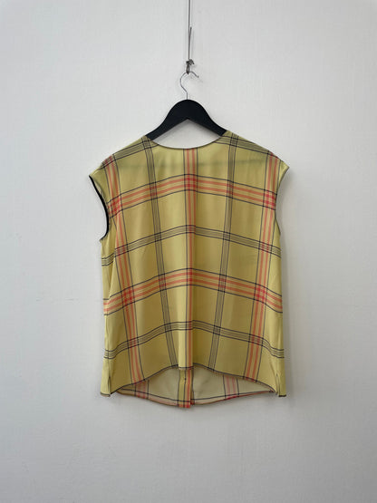 Prada Silk Tartan Sleeveless Top | Medium, Red