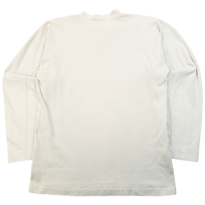 Vintage 90s Stone Island Center Logo Long Sleeve T Shirt Size S | Small, Cream