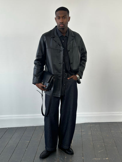 Vintage 1990s Single Breasted Leather Jacket - L