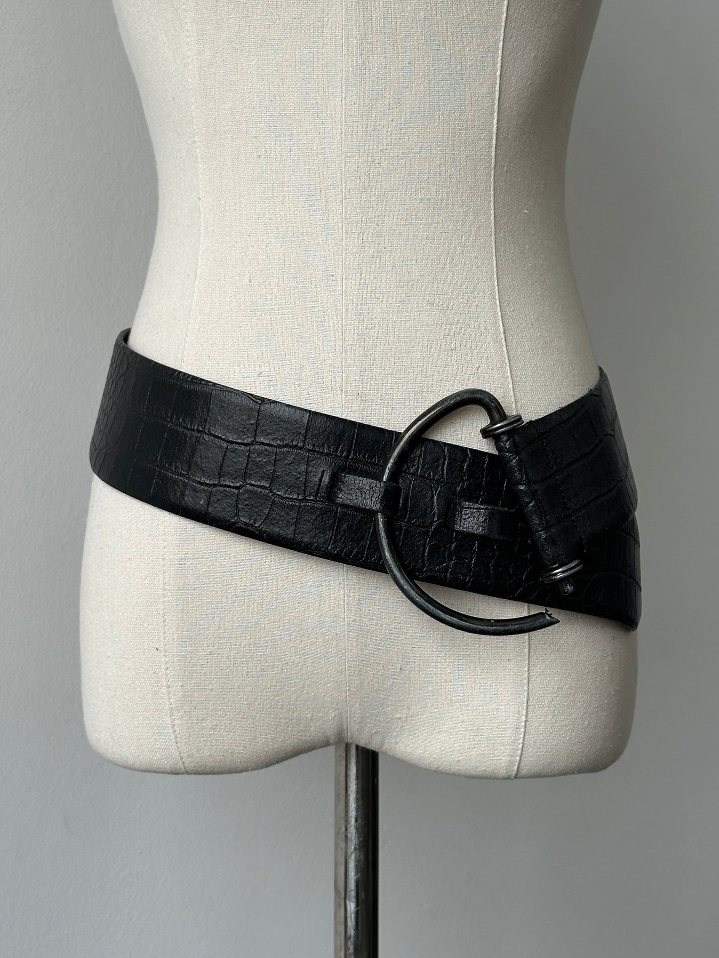 Vintage 1990s Leather D Ring Chunky Belt - W33-37