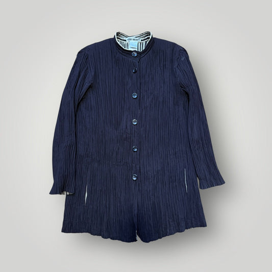 Issey Miyake Late 90s Stand Collar Plated Over Piece M