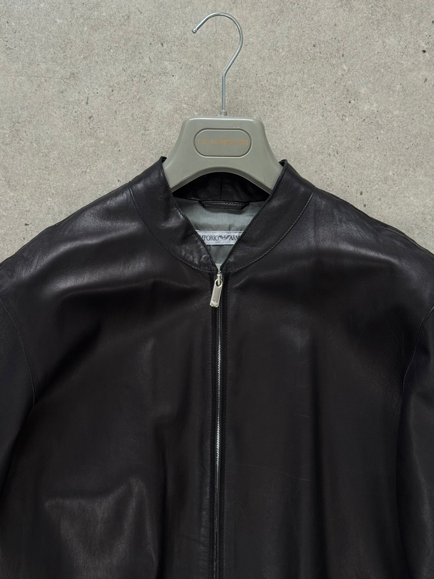 Emporio Armani 2000s Double Zip Leather Jacket - XL