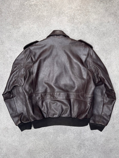 Bomb Boogie Dark Brown Flight Leather Jacket
