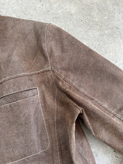 Vintage Textured Leather Jacket - XL