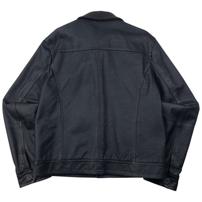 Vintage 2000s Armani Jeans Button Up Leather Jacket Size M