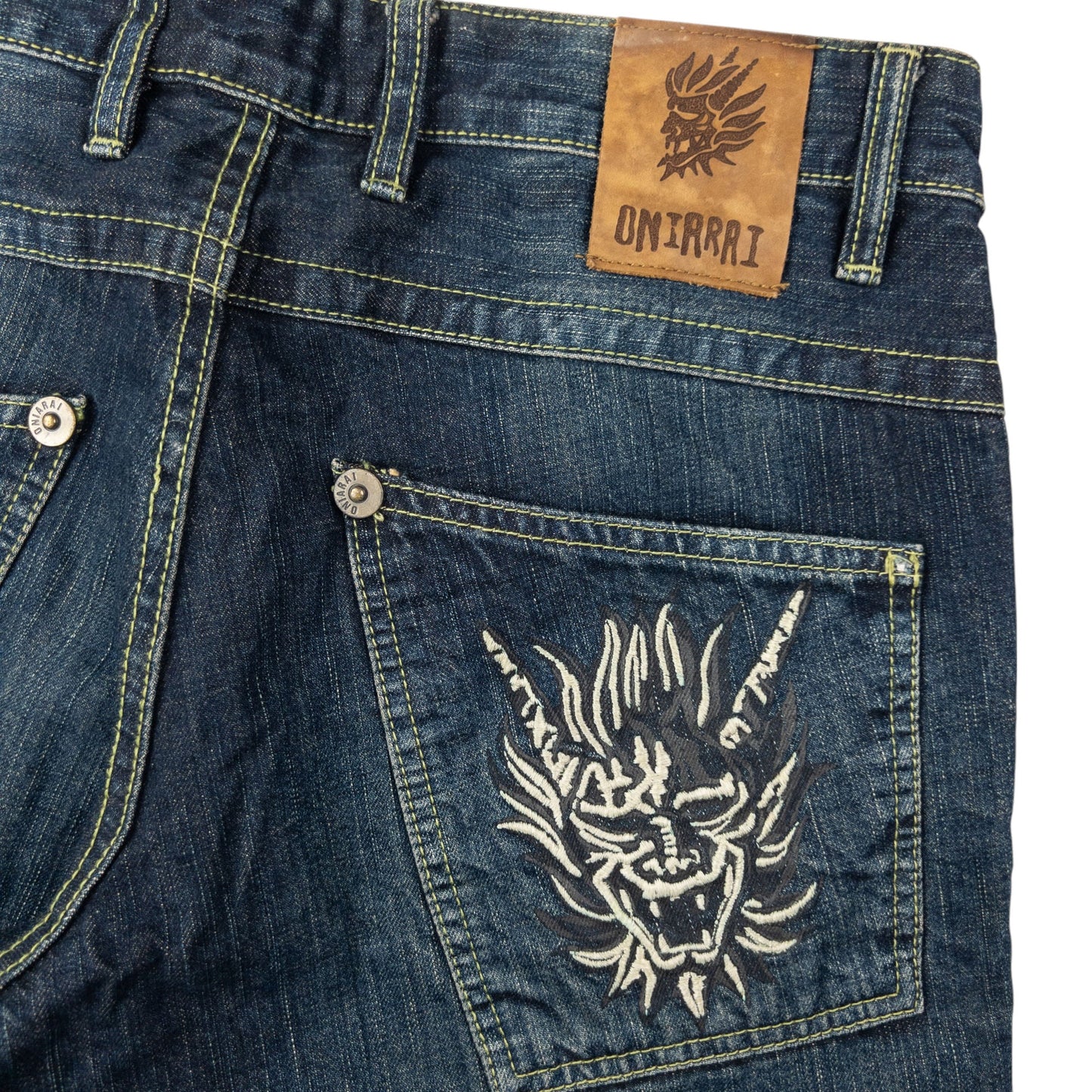 Vintage Oniarai Embroidered Devil Japanese Denim Jeans Size W33