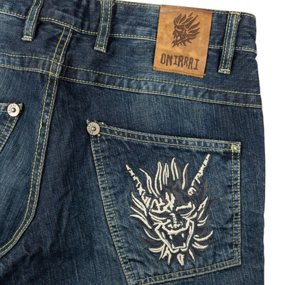 Vintage Oniarai Embroidered Devil Japanese Denim Jeans Size W33