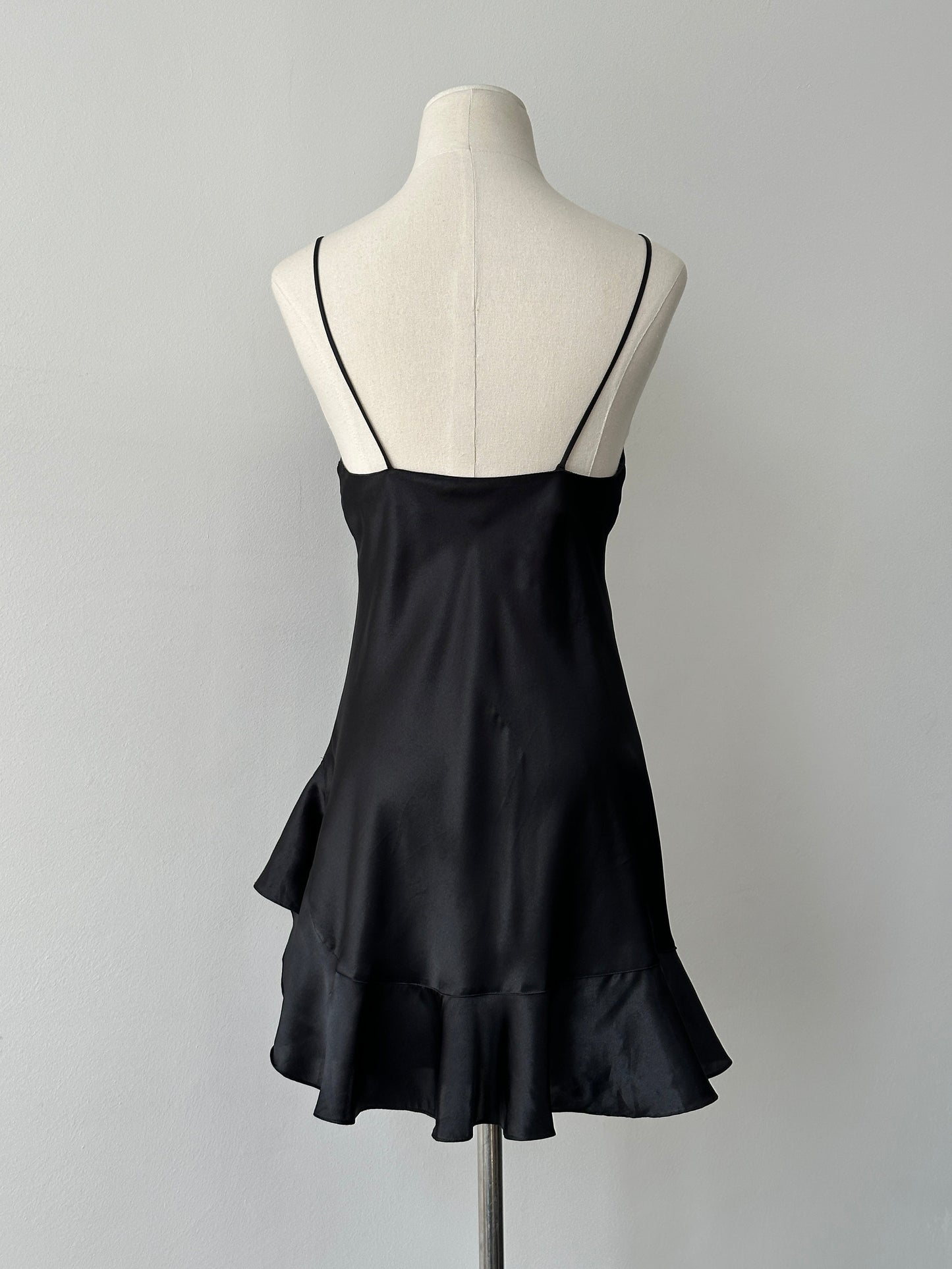 Vintage 1990s Satin Ruffle Mini Slip Dress - XS