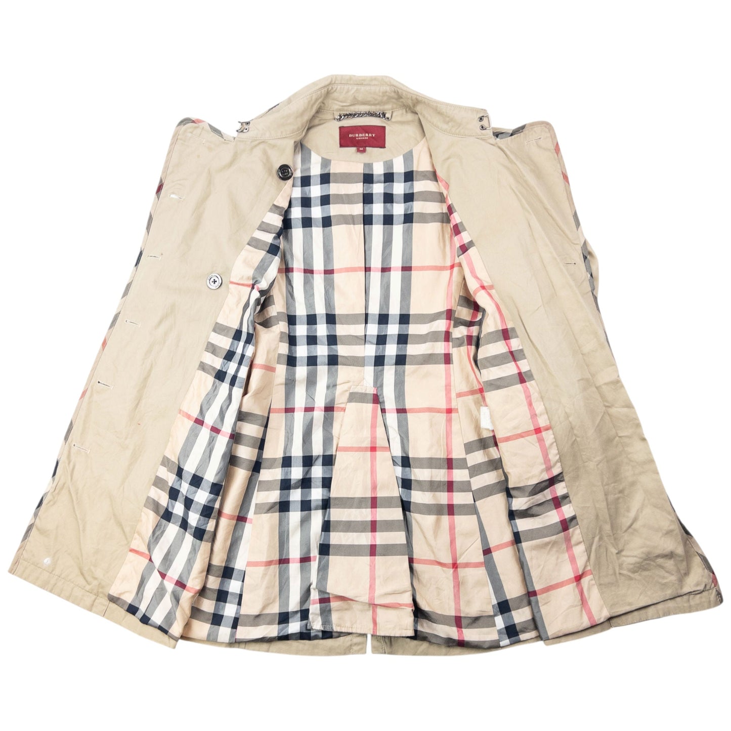 Vintage 2000s Burberry Nova Check Lined Belted Trench Jacket Womens Size M | Medium, Beige