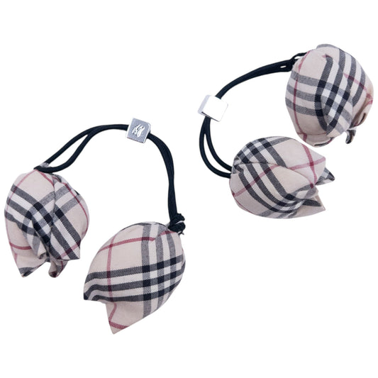 Vintage 2000s Burberry Nova Check Bobble Hair Ties | O/S, Black