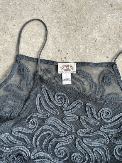 Armani Jeans 1990s Sheer Applique Vest Top - S
