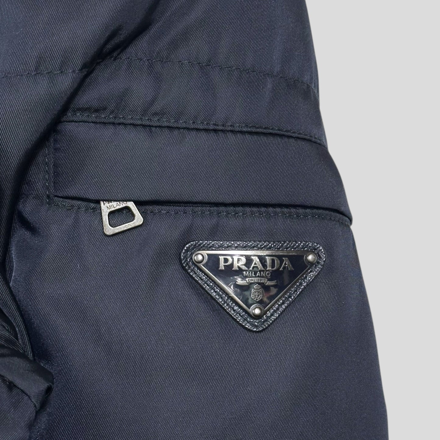 Prada 2011 Extra Fine Gabardine Nylon Triangle Logo Puffer - IT50 (L)