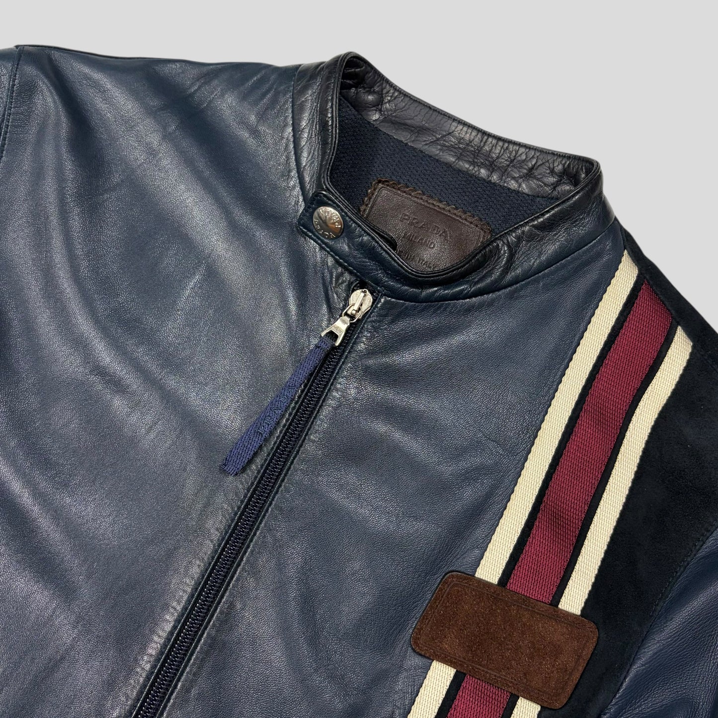 Prada Milano SS00 Runway Leather Racer Moto Jacket - S | Default Title, Multicoloured