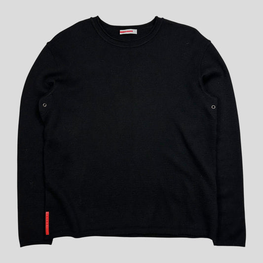 Prada Sport 2006 Ventilated Crewneck Knitted Jumper - S/M | Default Title, Black