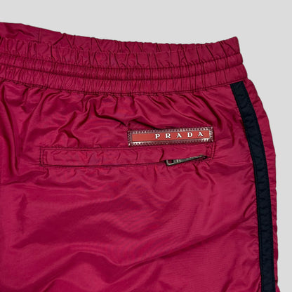 Prada 2015 Nylon Red Tab Stash Pocket Shorts - L