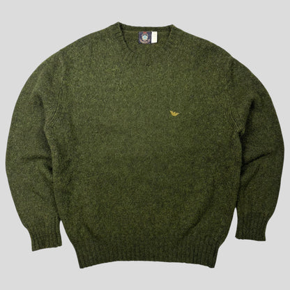 Emporio Armani 80’s Moss Green Heather Wool Logo Jumper - M