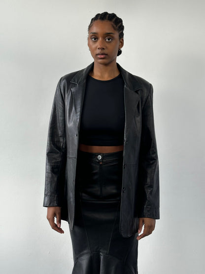 Vintage 1990s Fitted Leather Jacket - S