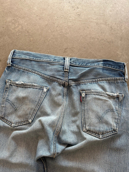 1990's Levi's 501 Repaired ‘Big E’ Selvedge Jeans - 34 x 30 | W34, Red