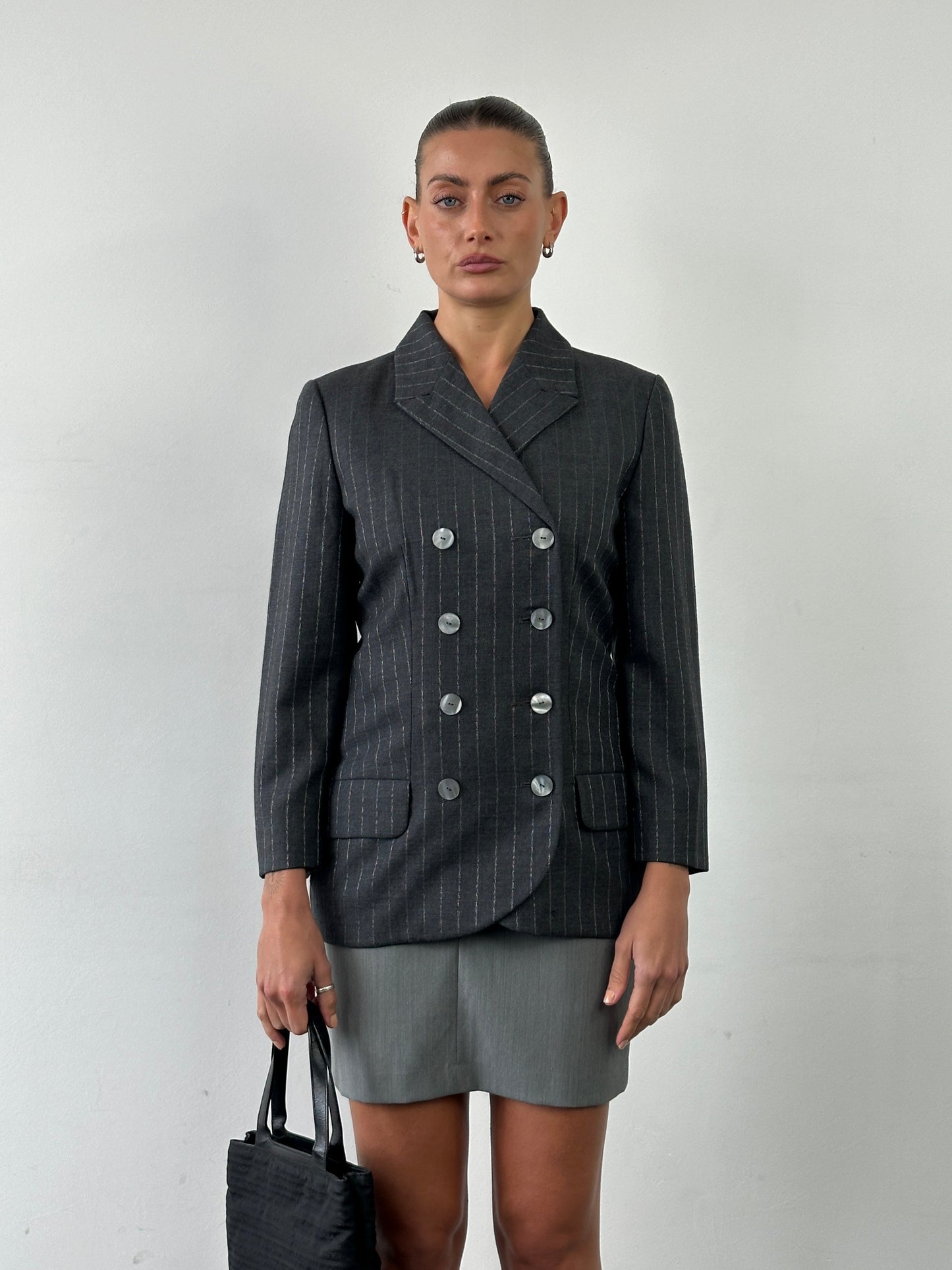 Italian Vintage Double Layered Front Split Mini Skirt - W24