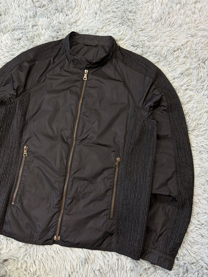 Prada Sport 2008 Pleated Black Tab Nylon Biker Jacket - M | O/S, Black