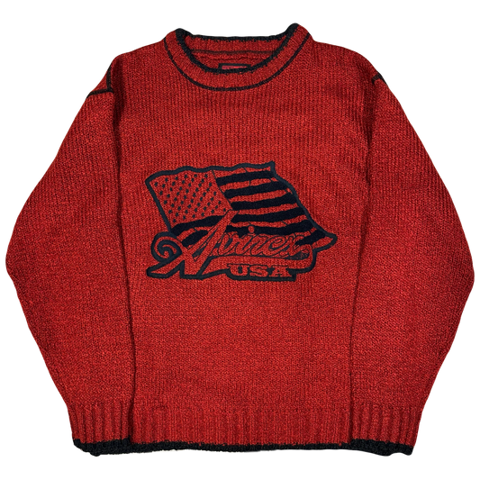 Avirex Spellout Knitted Sweatshirt In Red (XL) | Avirex, Red