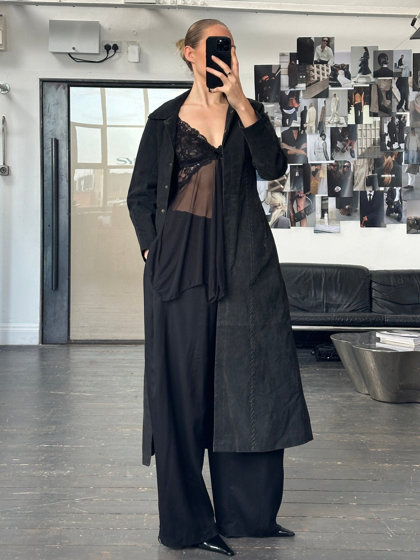 Vintage 1990s Sheer Lace Mesh Babydoll Top - S/M