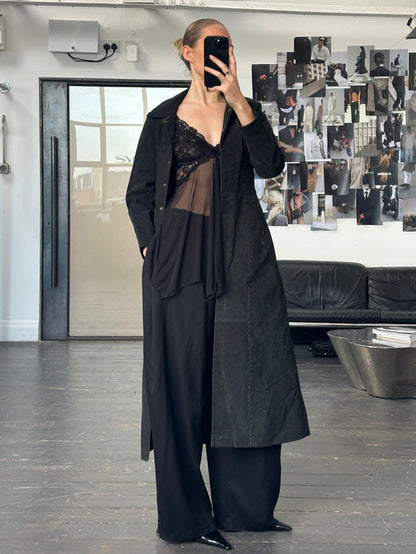 Vintage 1990s Sheer Lace Mesh Babydoll Top - S/M