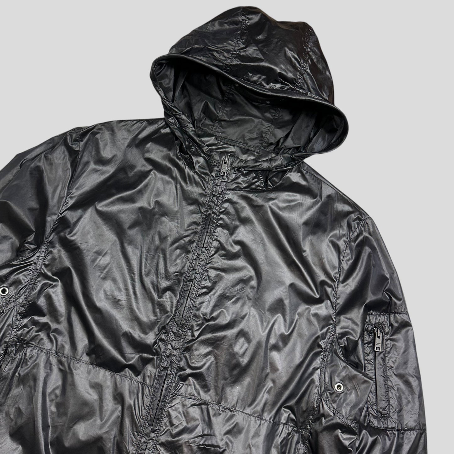Prada Milano 2017 Rubberised Race Logo Technical Windbreaker - IT50 | Default Title, Black