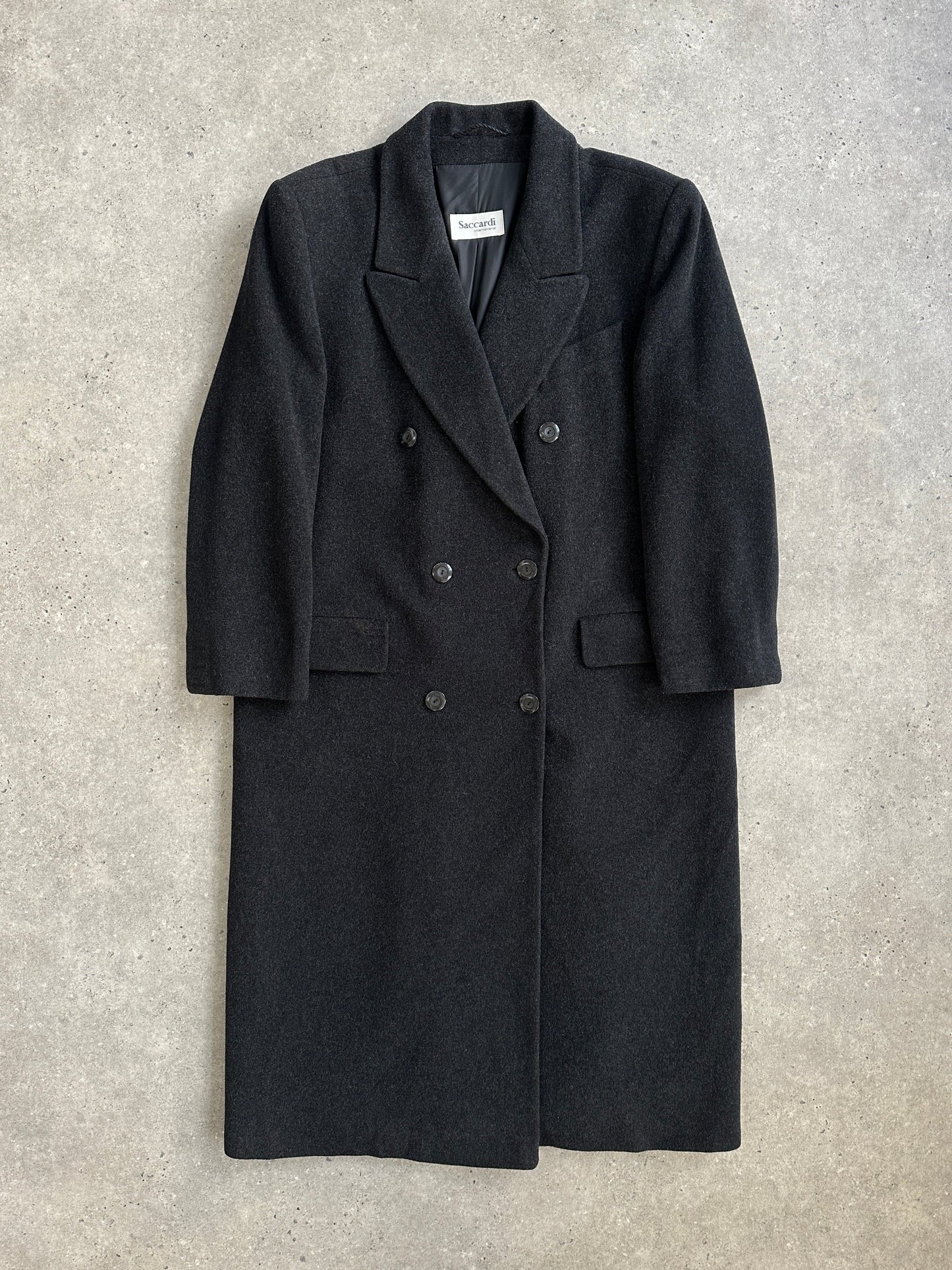 Italian Vintage 1980s Pure Wool Double Breasted Coat - XL