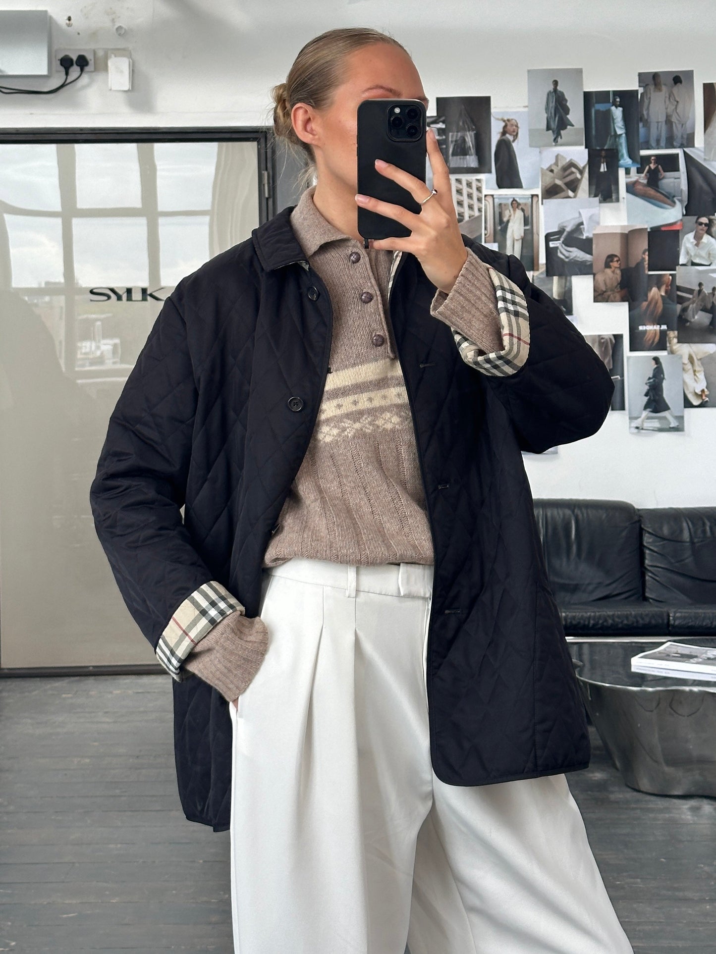 Burberry London 2000s Quilted Nylon Single Breasted Coat - L