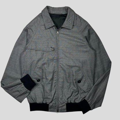 Hardy Amies AW07 Ripstop Grid Asymmetrical Harrington Jacket - M | Default Title, Grey