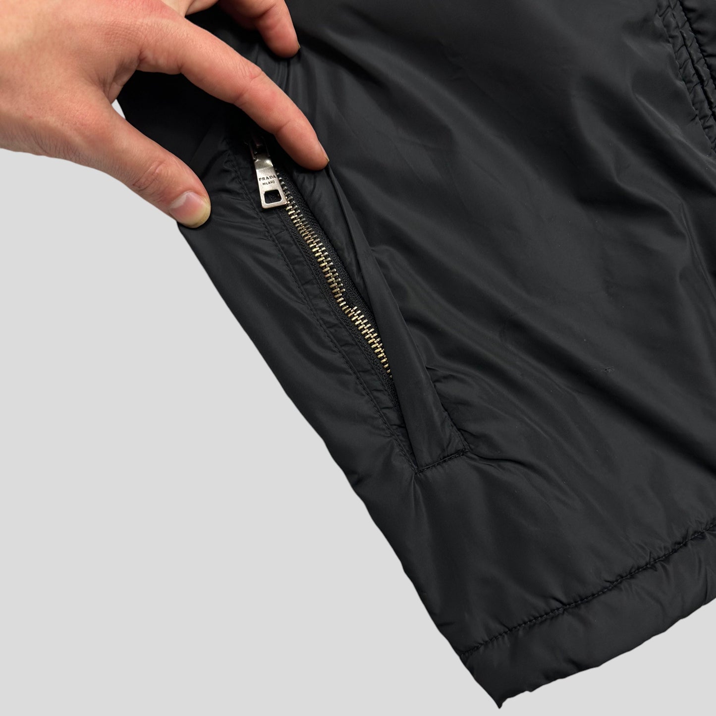 Prada Milano 2013 Nero Black Padded Nylon Windbreaker - M