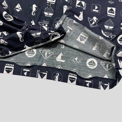 Prada 2018 Rubber Race Logo Sailing Print Shirt - M | Navy