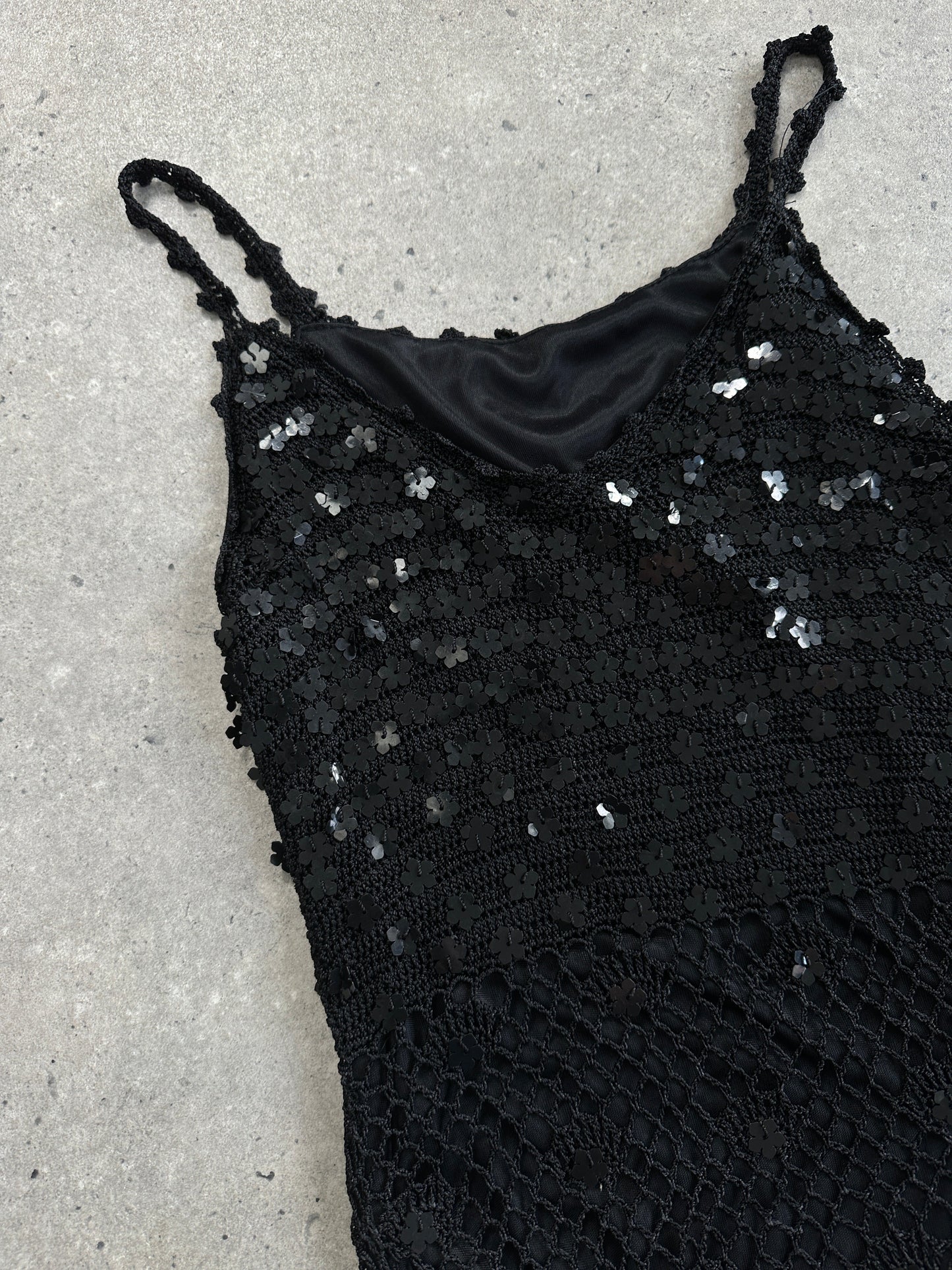 Vintage Sequin Crochet Midi Slip Dress - XS/S