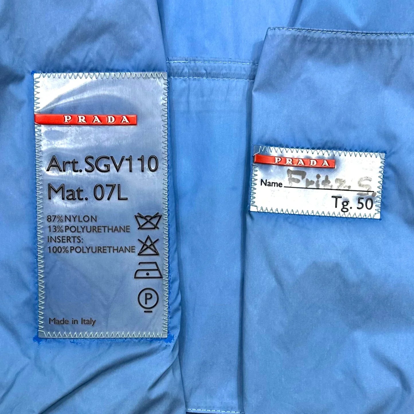 Prada Sport SS99 Latex Pocket Electric Blue Jacket - L