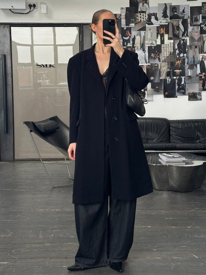 Vintage 1990s Wool Single Breasted Coat - L