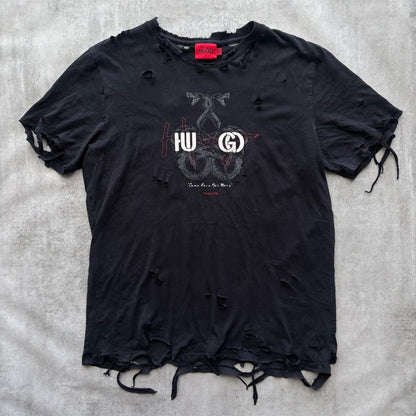 HUGO BOSS DISTRESSED T-SHIRT | O/S, Red